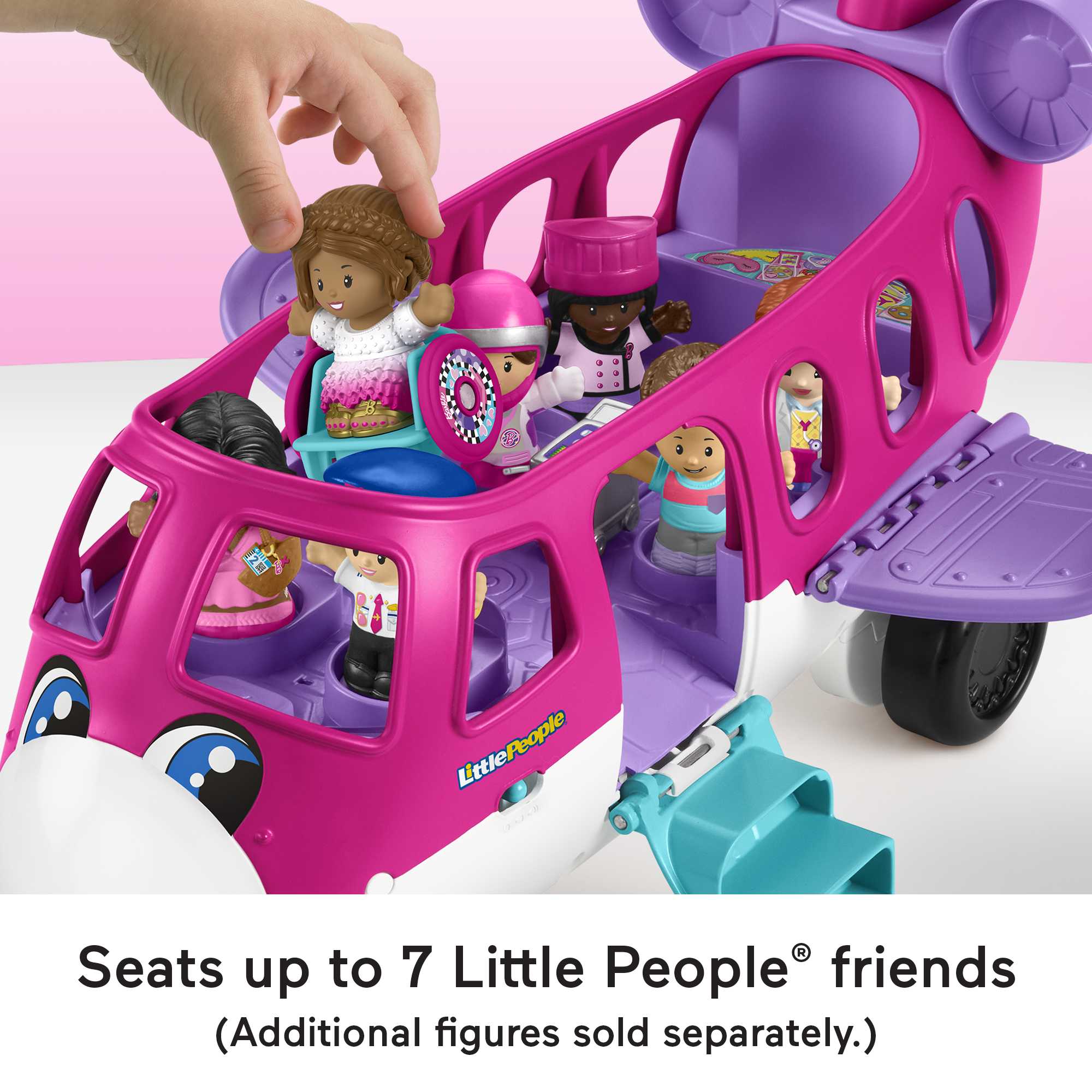 Little People Barbie Toy AIrplane With Lights Music And 3 Figures. Little Dream Plane. Toddler Toys. Multi-Language Version - Image 5