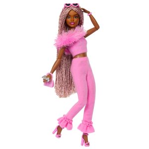 Barbie  Style de Luxe  Poupée4. Combinaison Rose. Cheveux Tressés