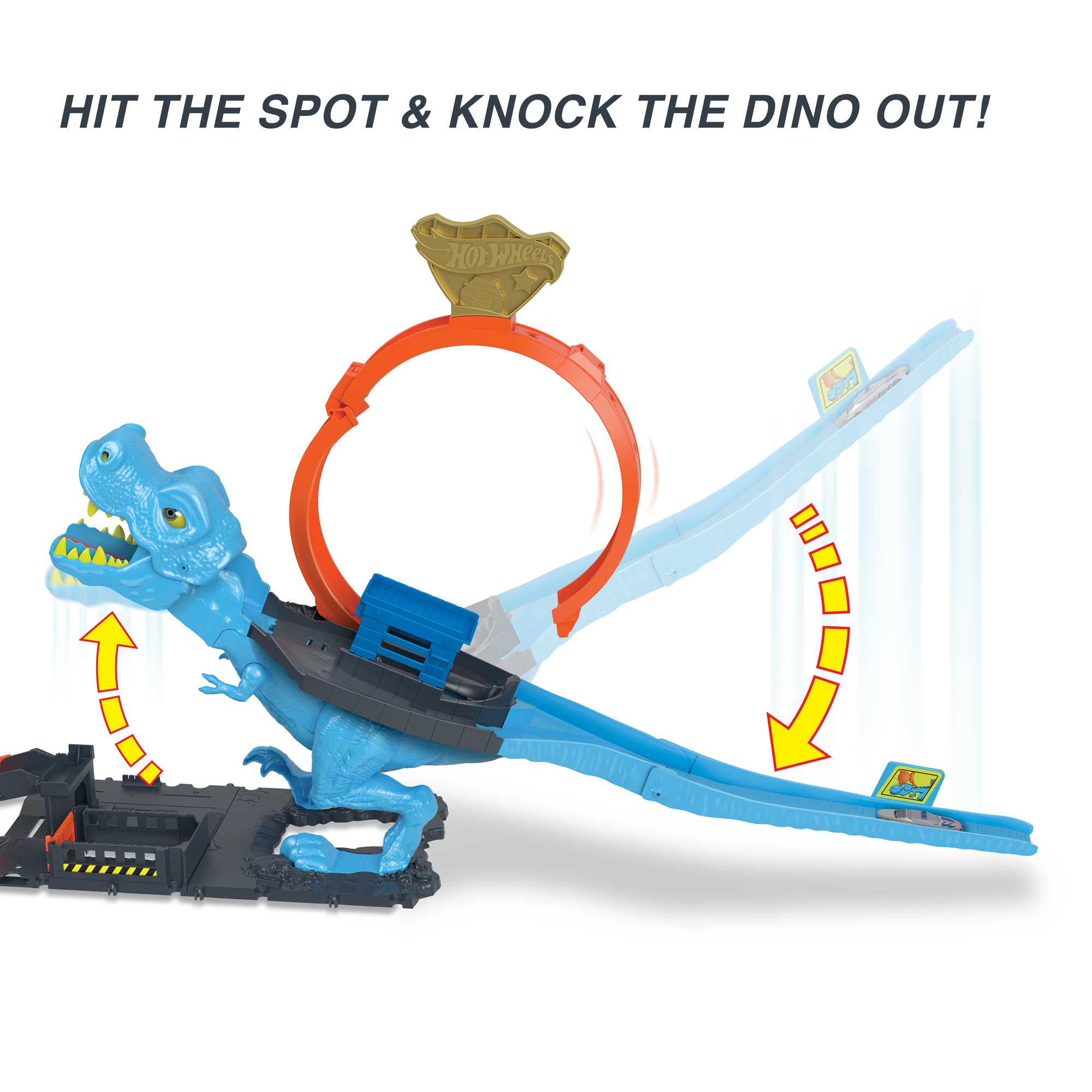 Hot Wheels City T-Rex Loop And Stunt Playset. Track Set With 1 Toy Car - Image 5