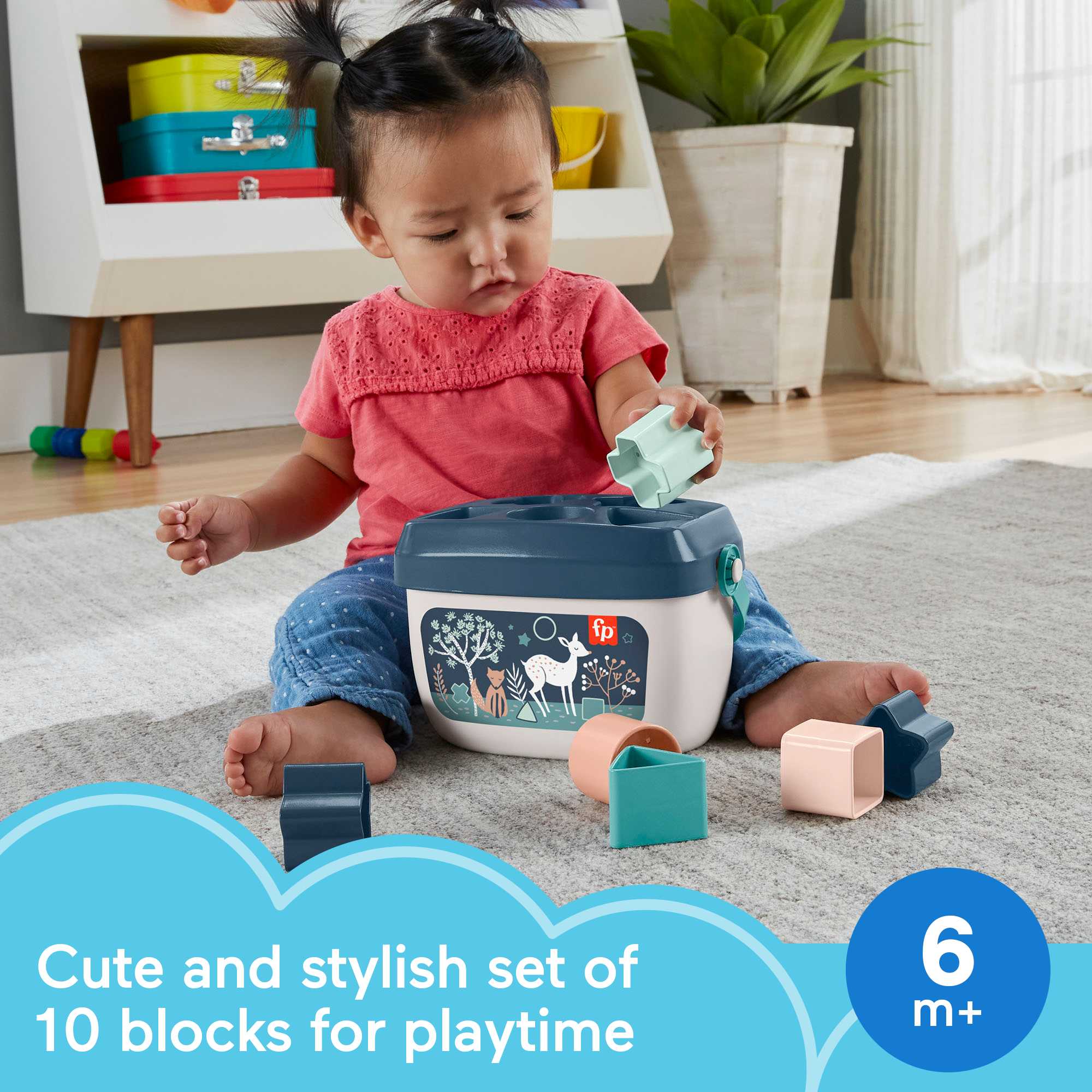 Fisher-Price Baby's First Blocks - Navy Fawn. Shape-Sorting Toy - Image 2