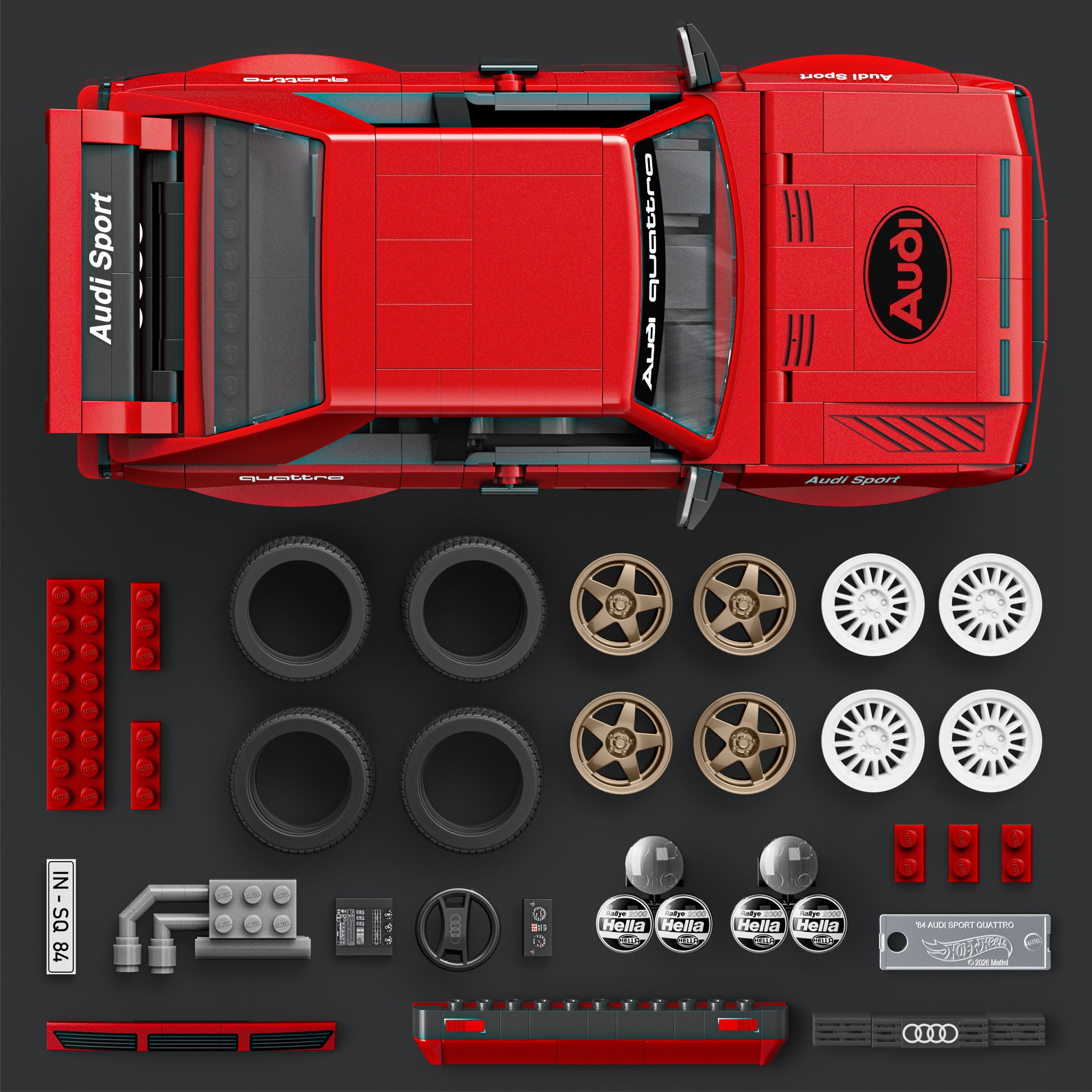 Mattel Brick Shop Hot Wheels Jogo de Construção Elite '84 Audi Sport quattro - Image 4
