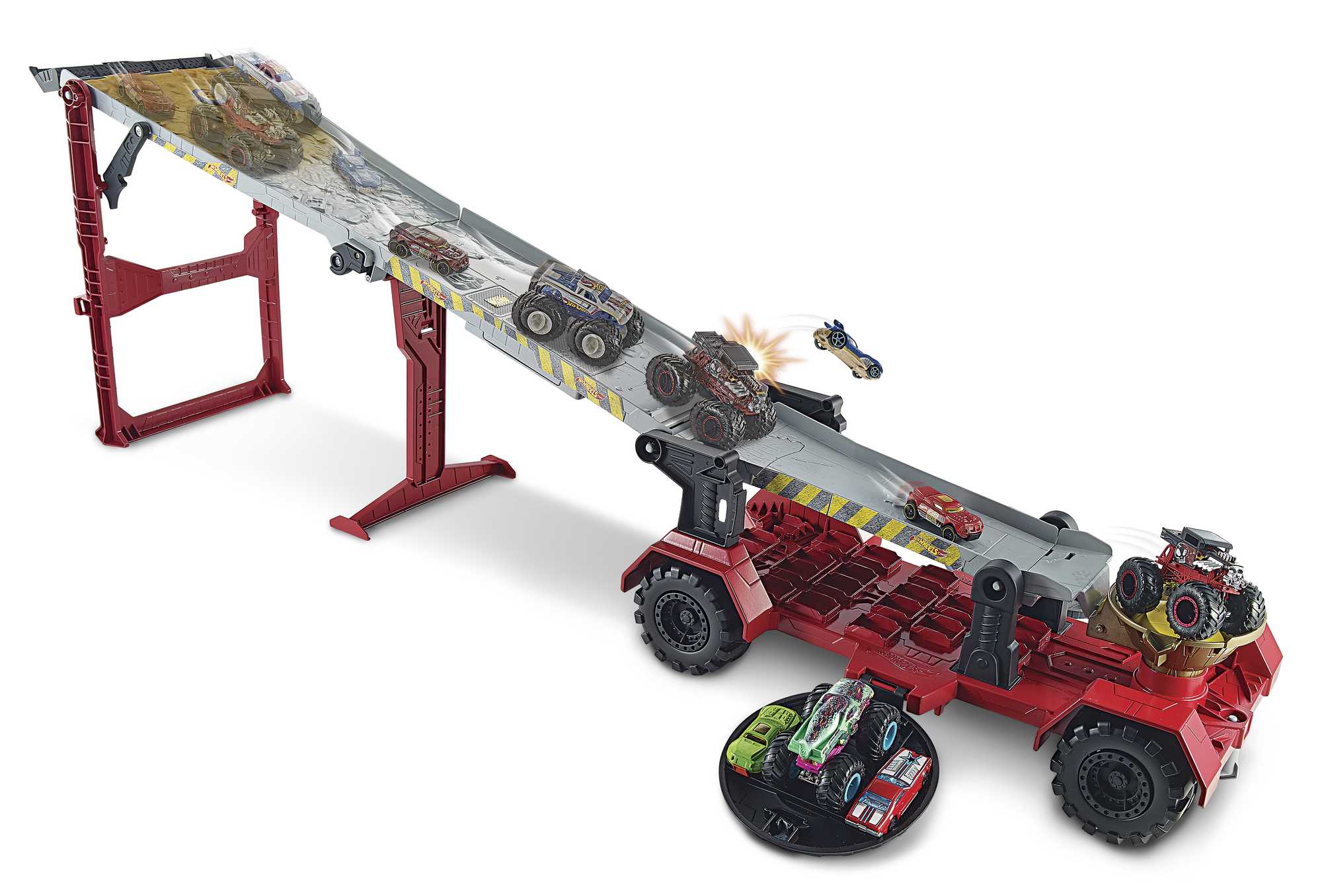 Hot Wheels Monster Trucks. Transporter And Track With 1:64 Scale Toy Truck - Image 5