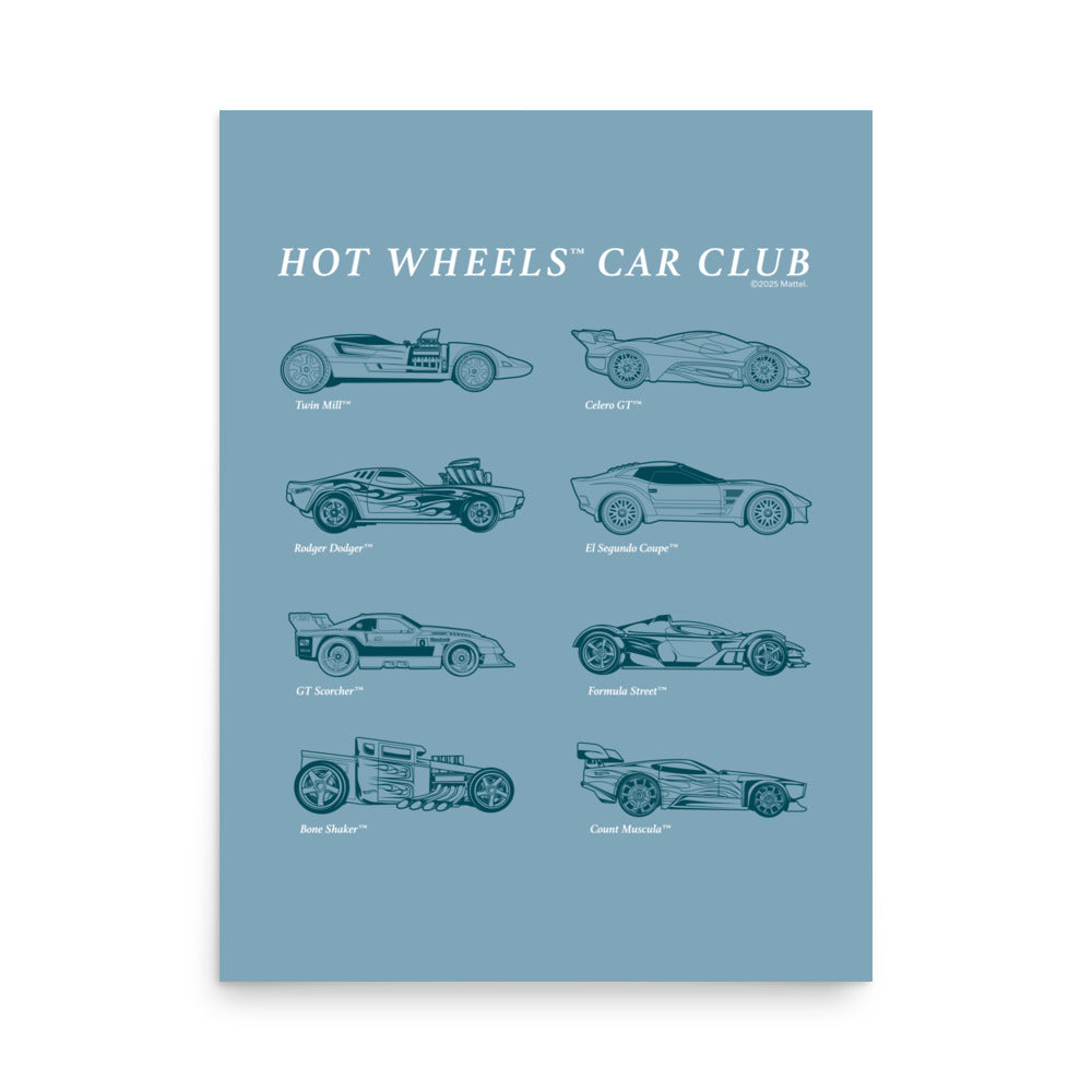 Hot Wheels Car Club Blue Poster