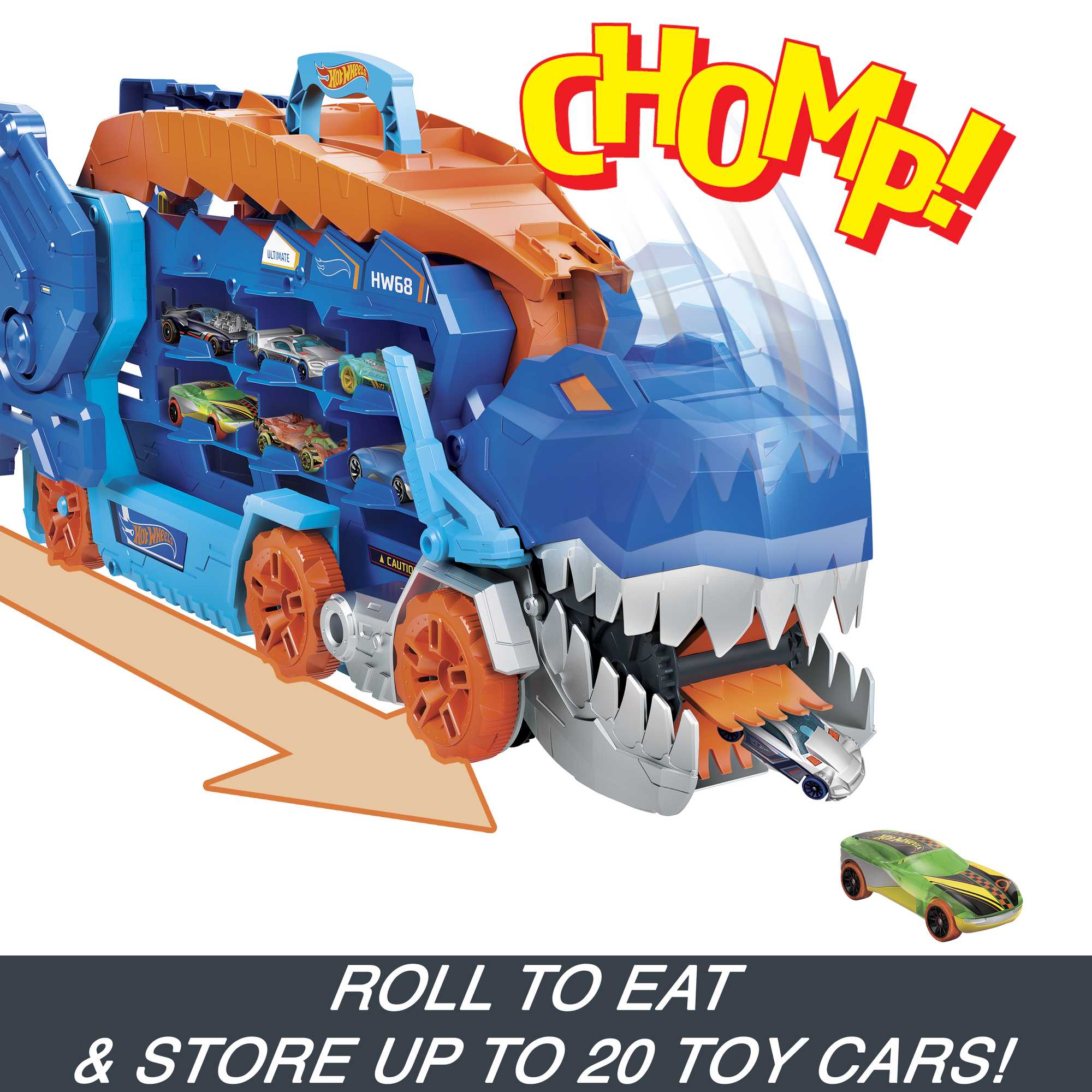 Hot Wheels City Ultimate T-Rex Transporter. Hauler Transforms into A Dino. Featured in Let's Race - Image 3