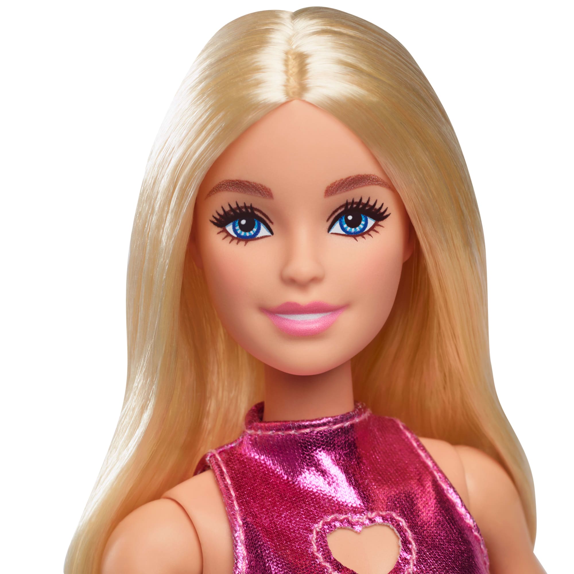 Barbie Fashionistas Doll #230 in Metallic Pink Minidress With Heart Cut-Out. Blond Hair - Image 3