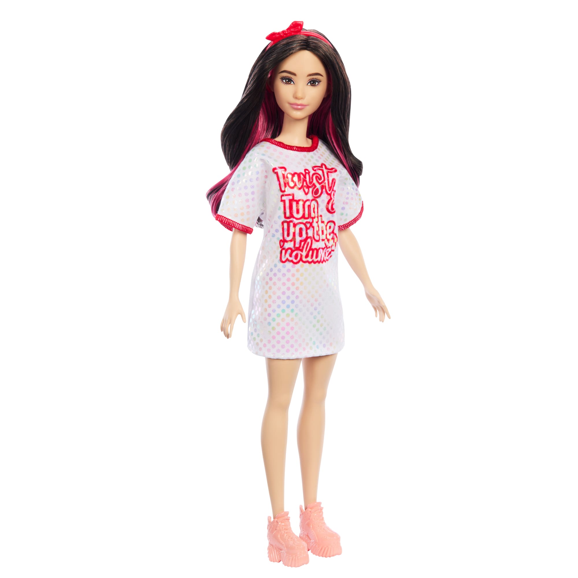 Barbie Fashionistas Doll #214. Black Wavy Hair With Twist 'n' Turn Dress & Accessories. 65Th Anniversary
