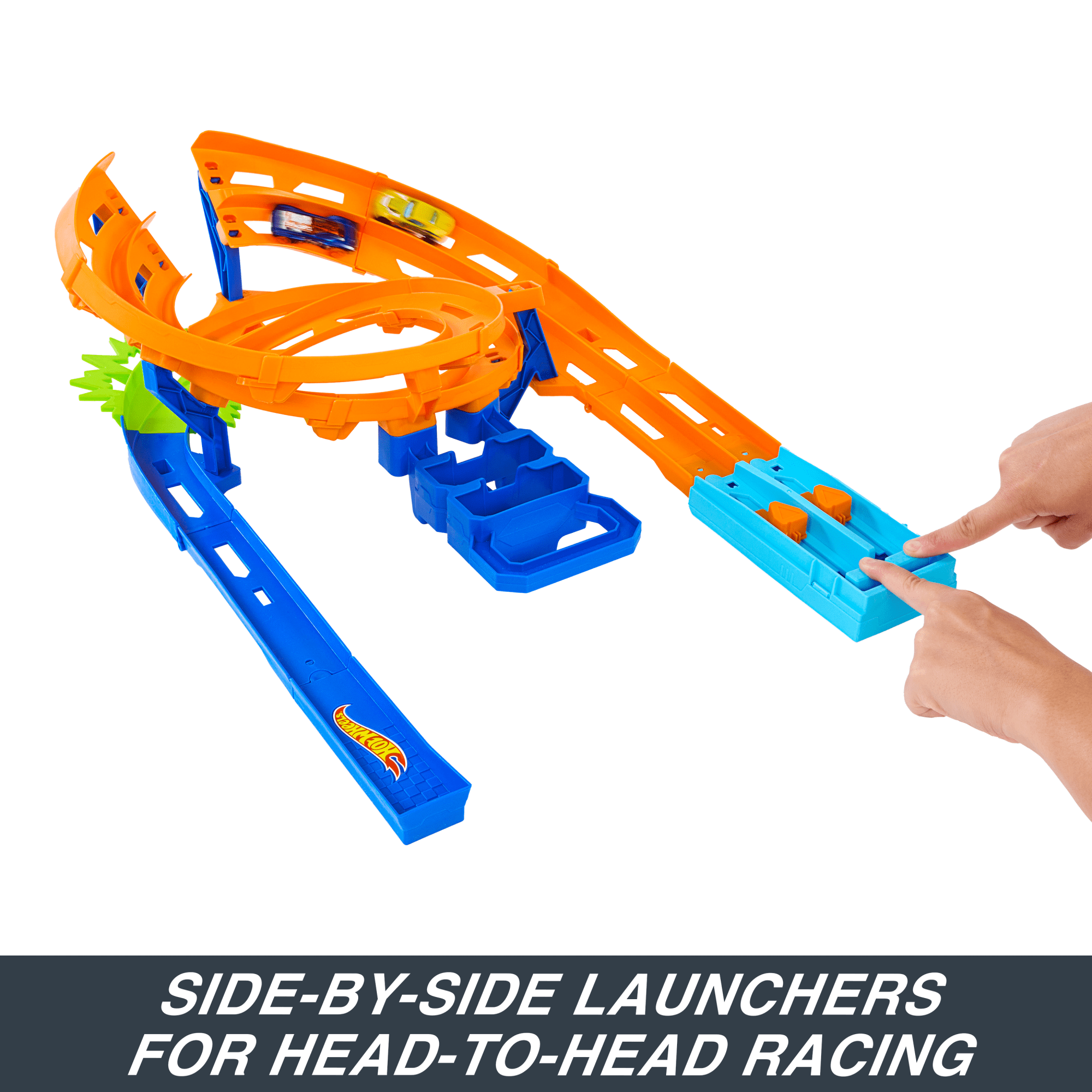 Hot Wheels Whip Around Raceway. 2 Toy Cars in 1:64 Scale. Storage - Image 3