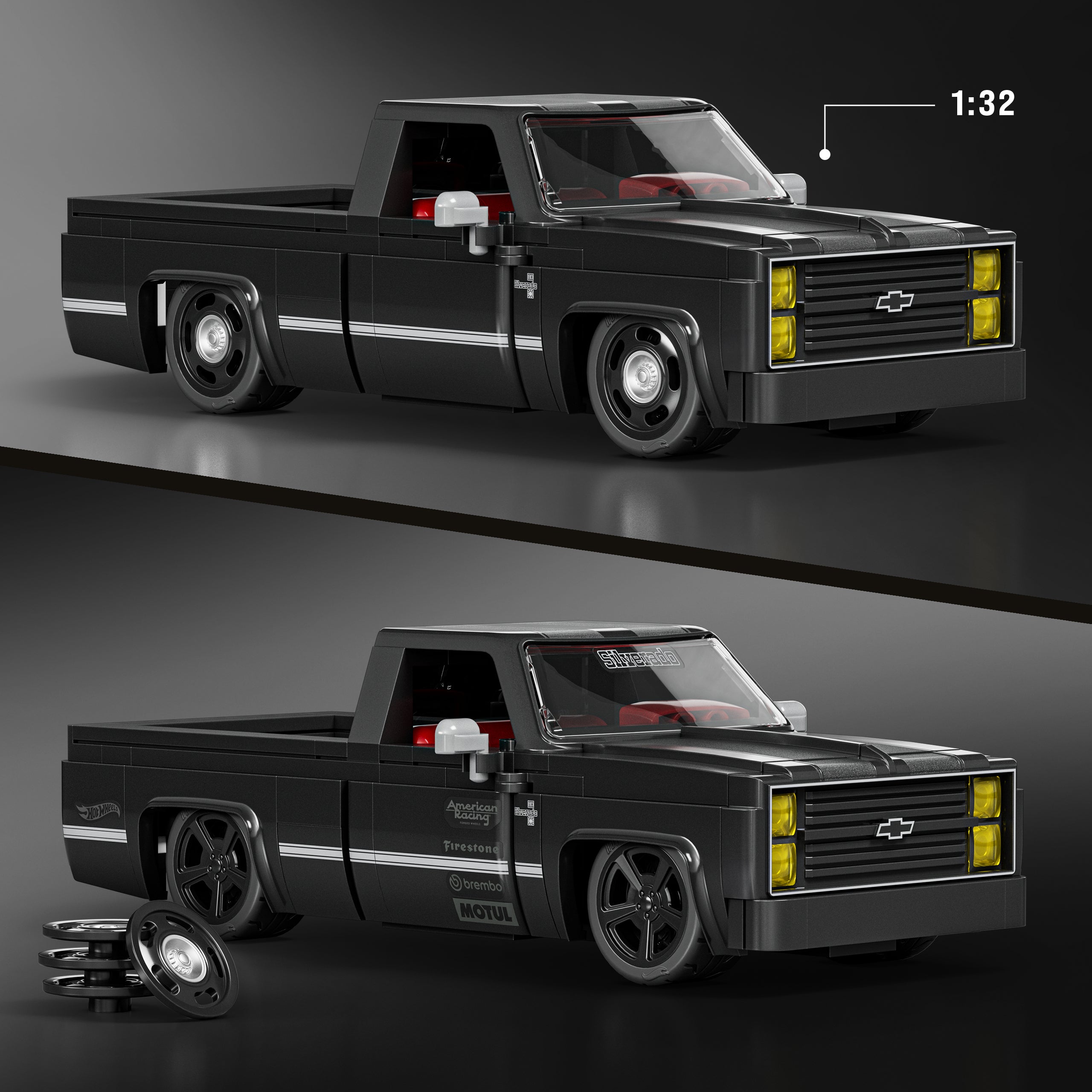 Mattel Brick Shop Hot Wheels Jogo de Construção Speed '83 Chevy Silverado - Image 3