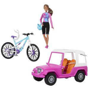 Barbie Doll And Mountain Bike Bundle With Barbie Car