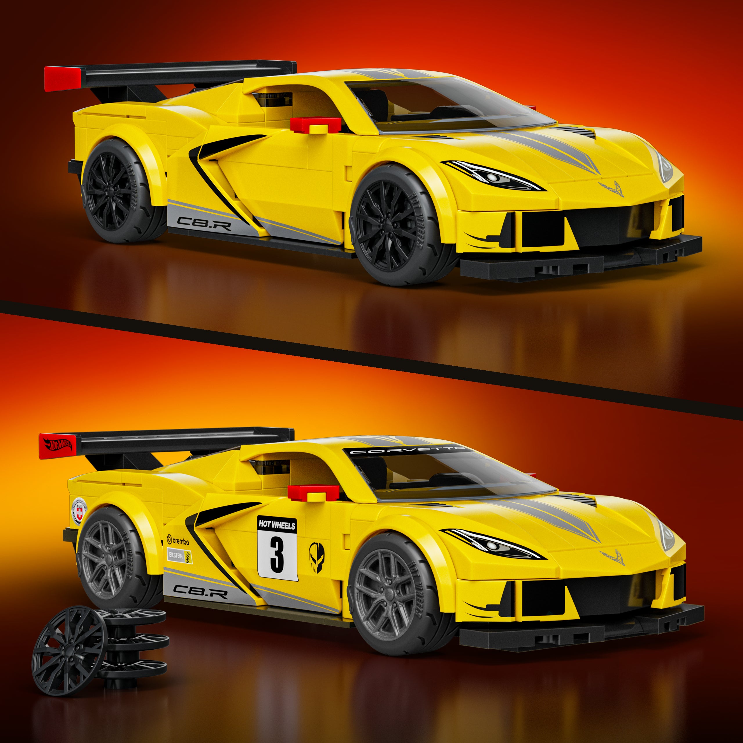 Mattel Brick Shop Hot Wheels '20 Corvette C8.R Building Toy Kit - Image 3