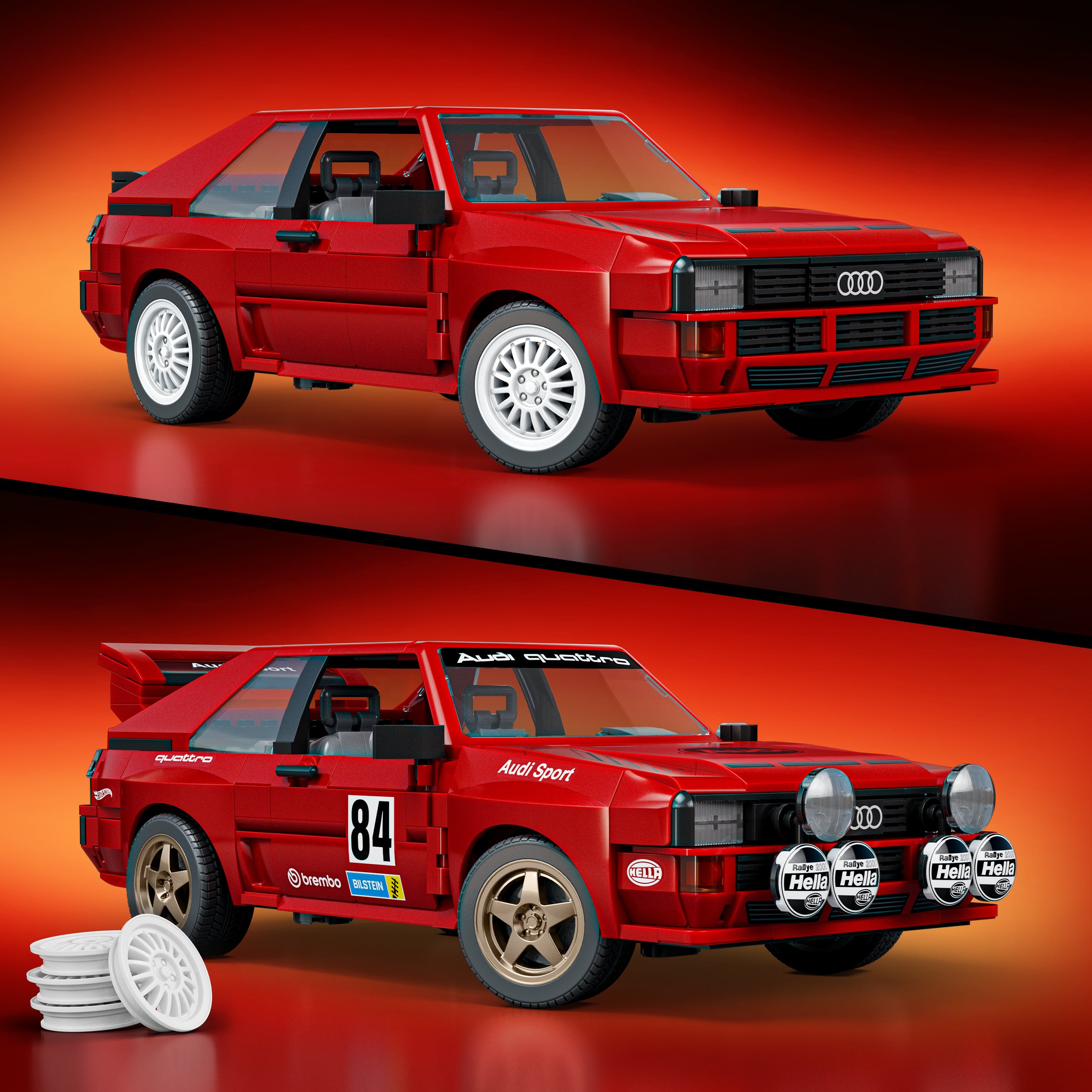 Mattel Brick Shop Hot Wheels Jogo de Construção Elite '84 Audi Sport quattro - Image 3