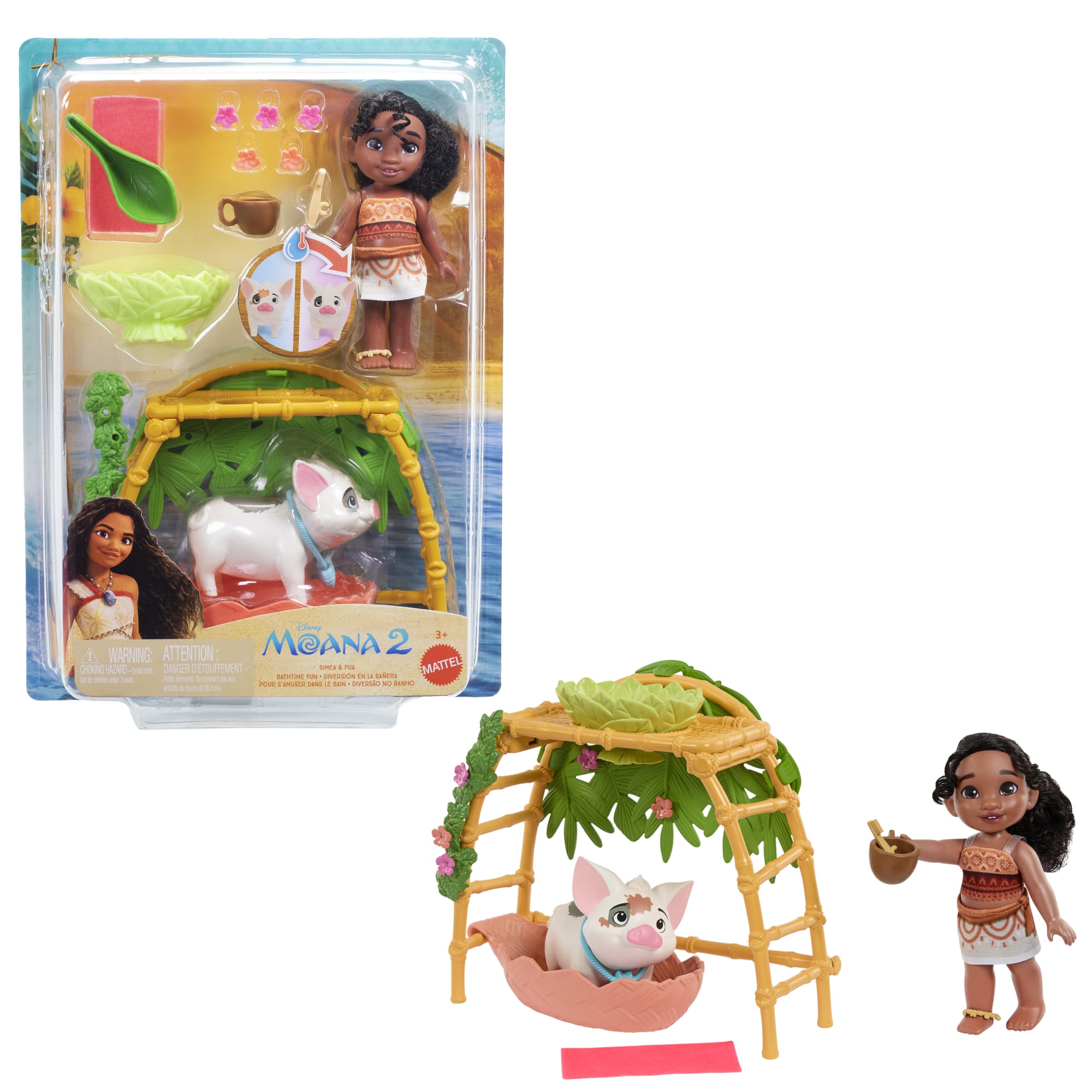 Disney Moana 2 Simea & Pua Bathtime Fun Playset. Fashion Doll & 10+ Accessories. inspired By The Movie