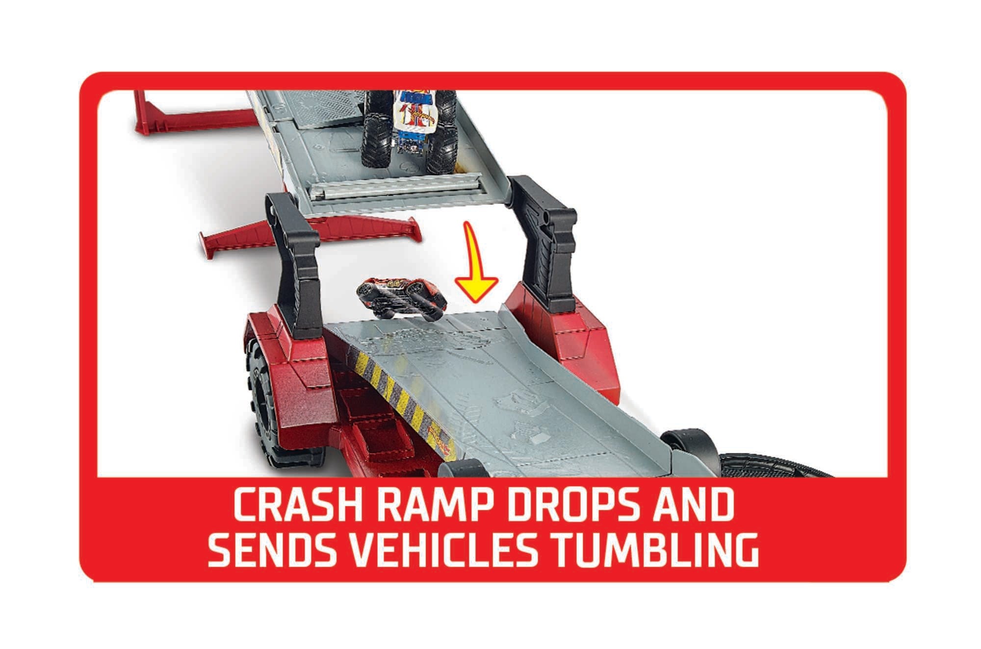 Hot Wheels Monster Trucks. Transporter And Track With 1:64 Scale Toy Truck - Image 4
