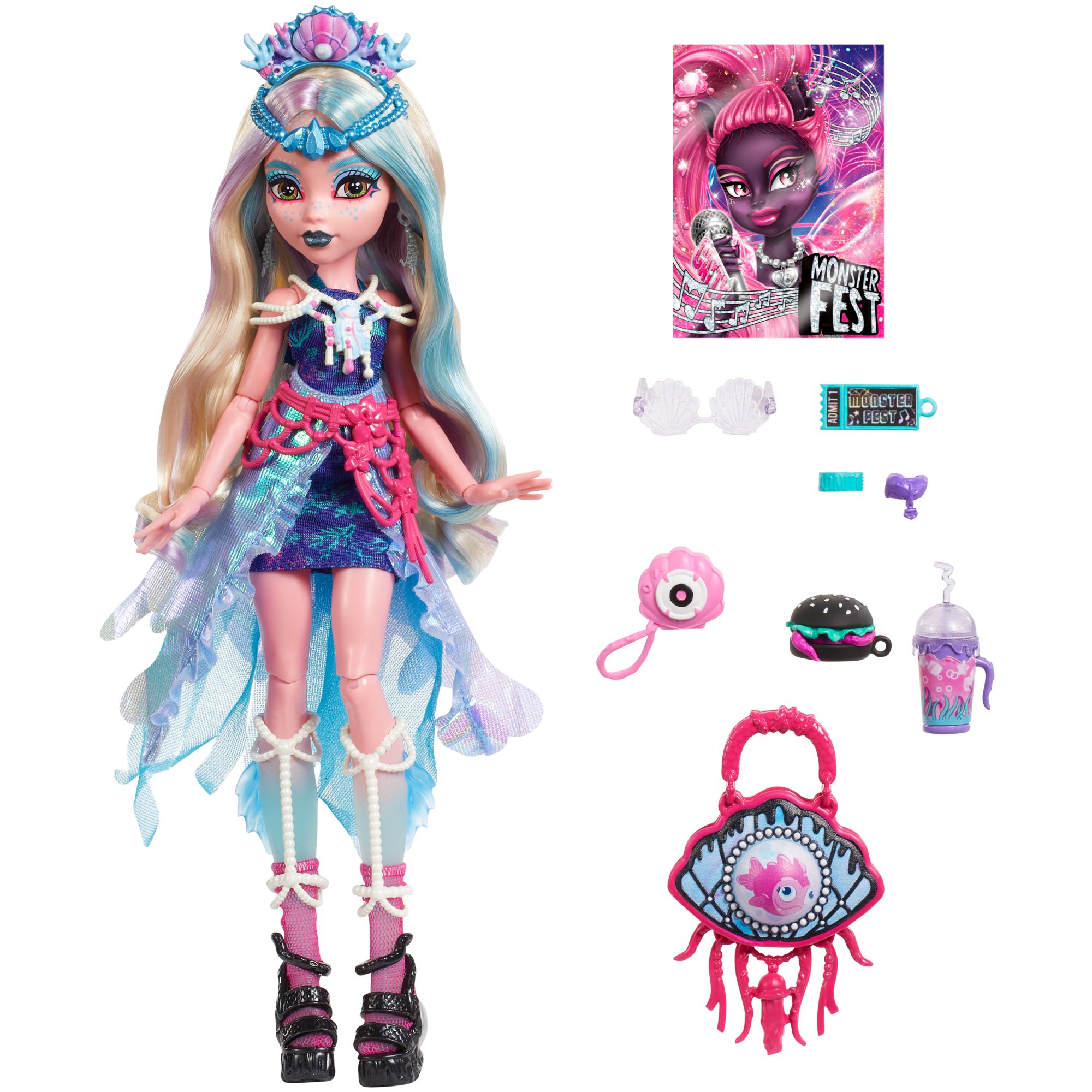 Monster High Monster Fest Lagoona Blue Fashion Doll With Festival Outfit. Band Poster And Accessories - Image 4