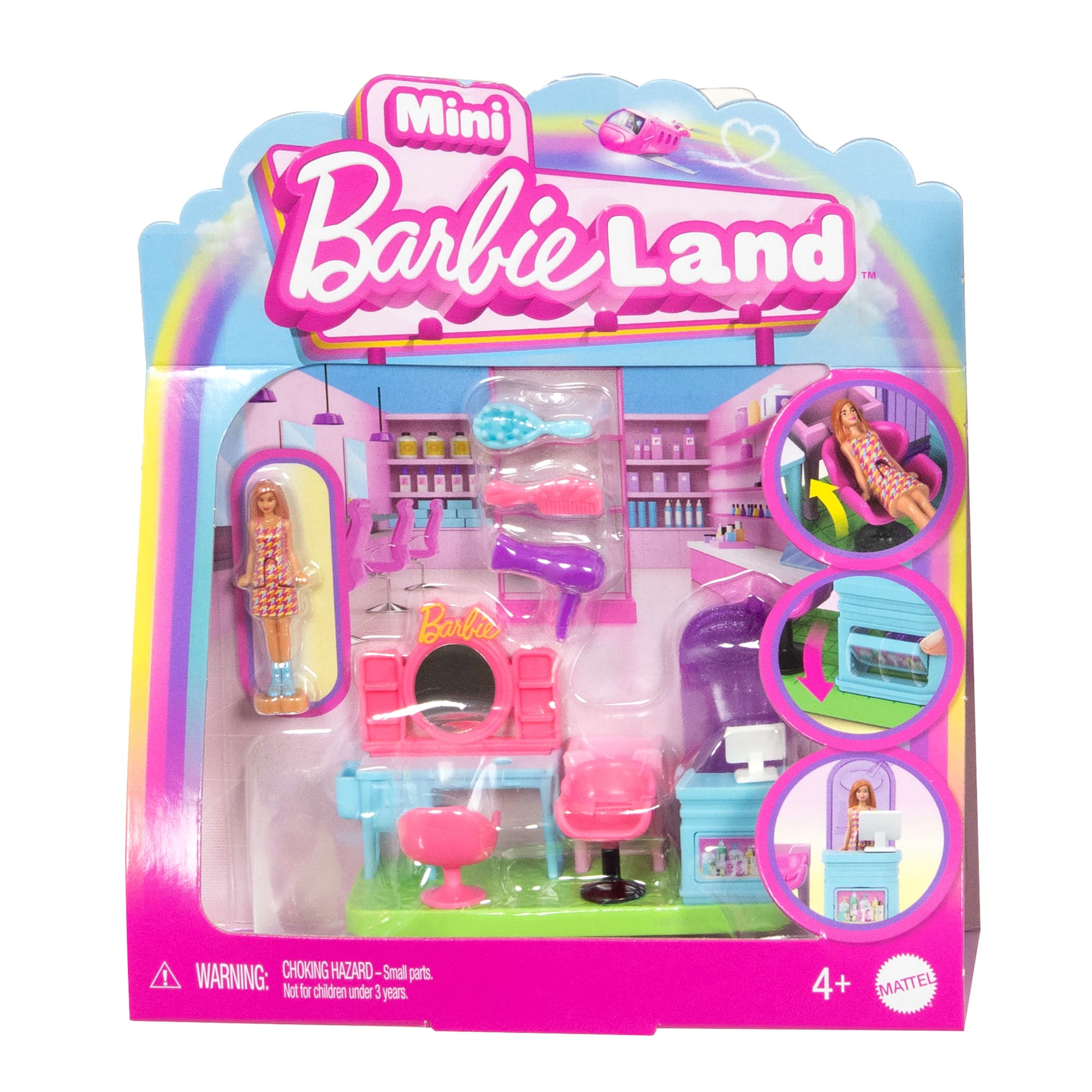 Barbie Mini Barbieland Collectible Hair Salon Playset With 1.5-Inch Barbie Doll. Interactive Play Areas For Storytelling Fun