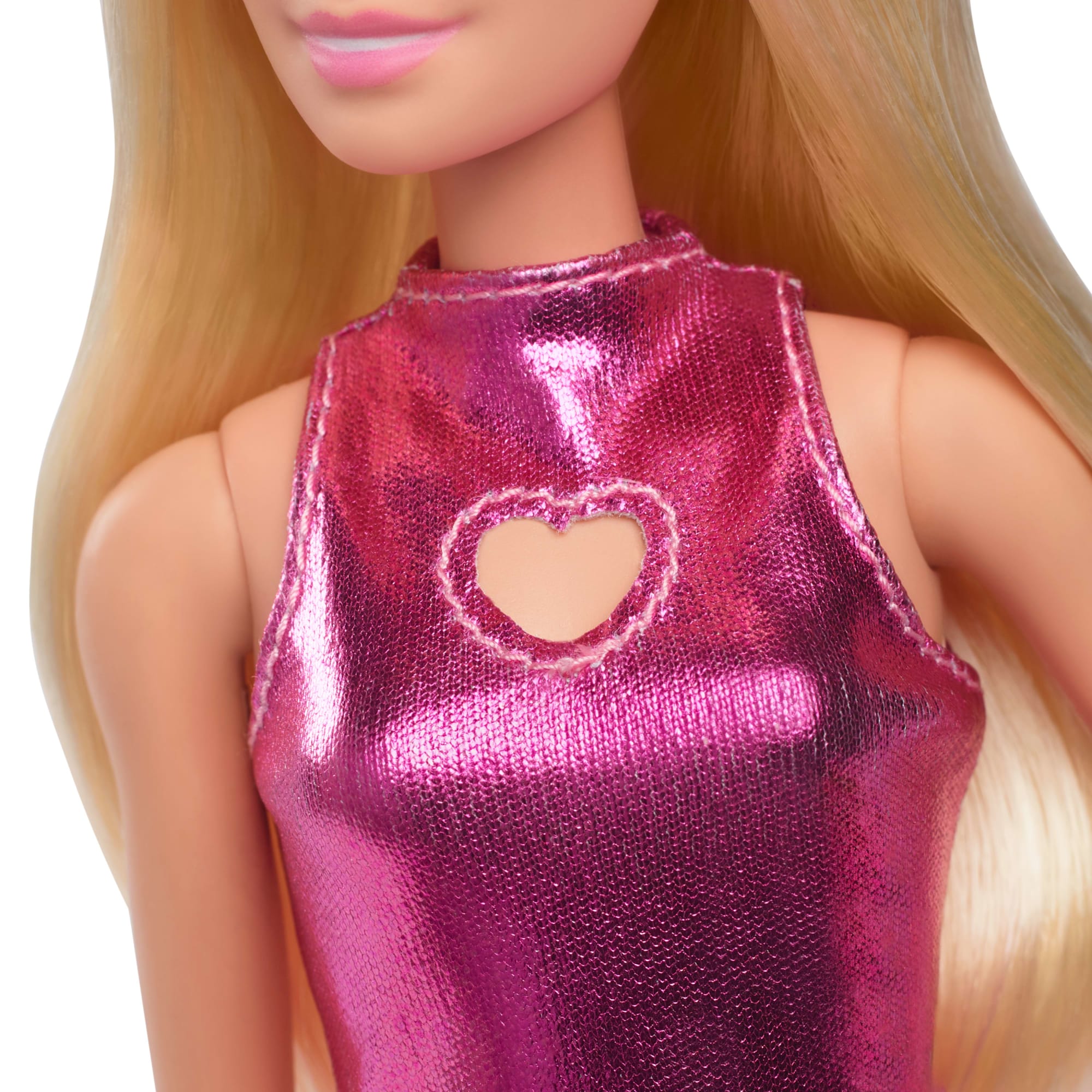 Barbie Fashionistas Doll #230 in Metallic Pink Minidress With Heart Cut-Out. Blond Hair - Image 4